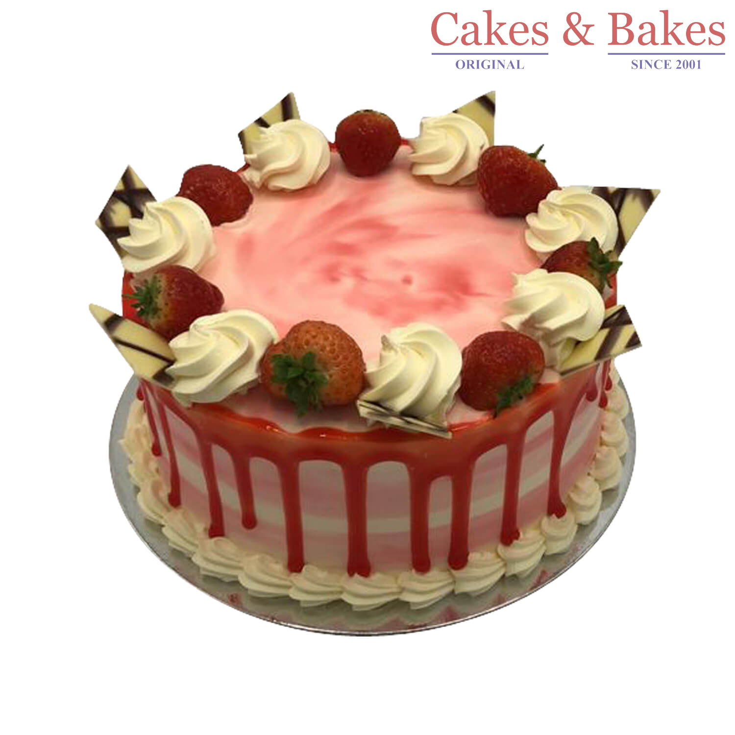 Round Pink Dripping Strawberry Cake (WRC-100)