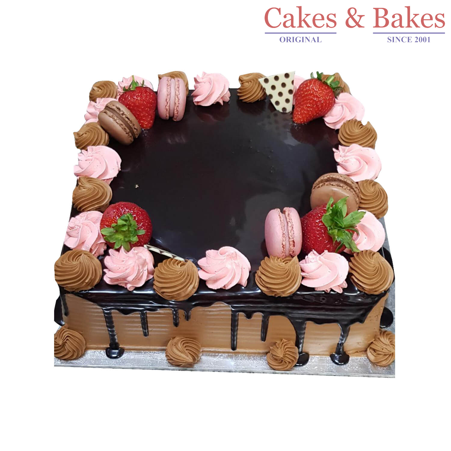 Square Chocolate Truffle Macroon Cake
