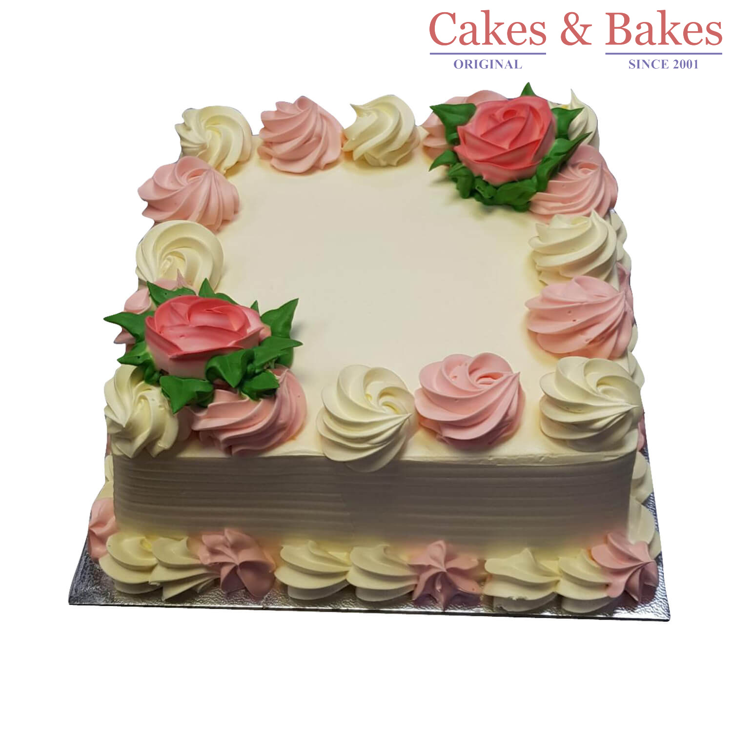 Square Pink Squirl Cake