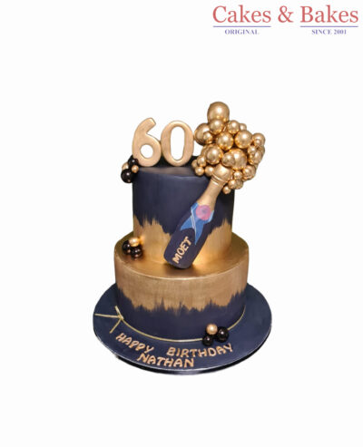 Two Tier Champagne Bottle Theme Cake