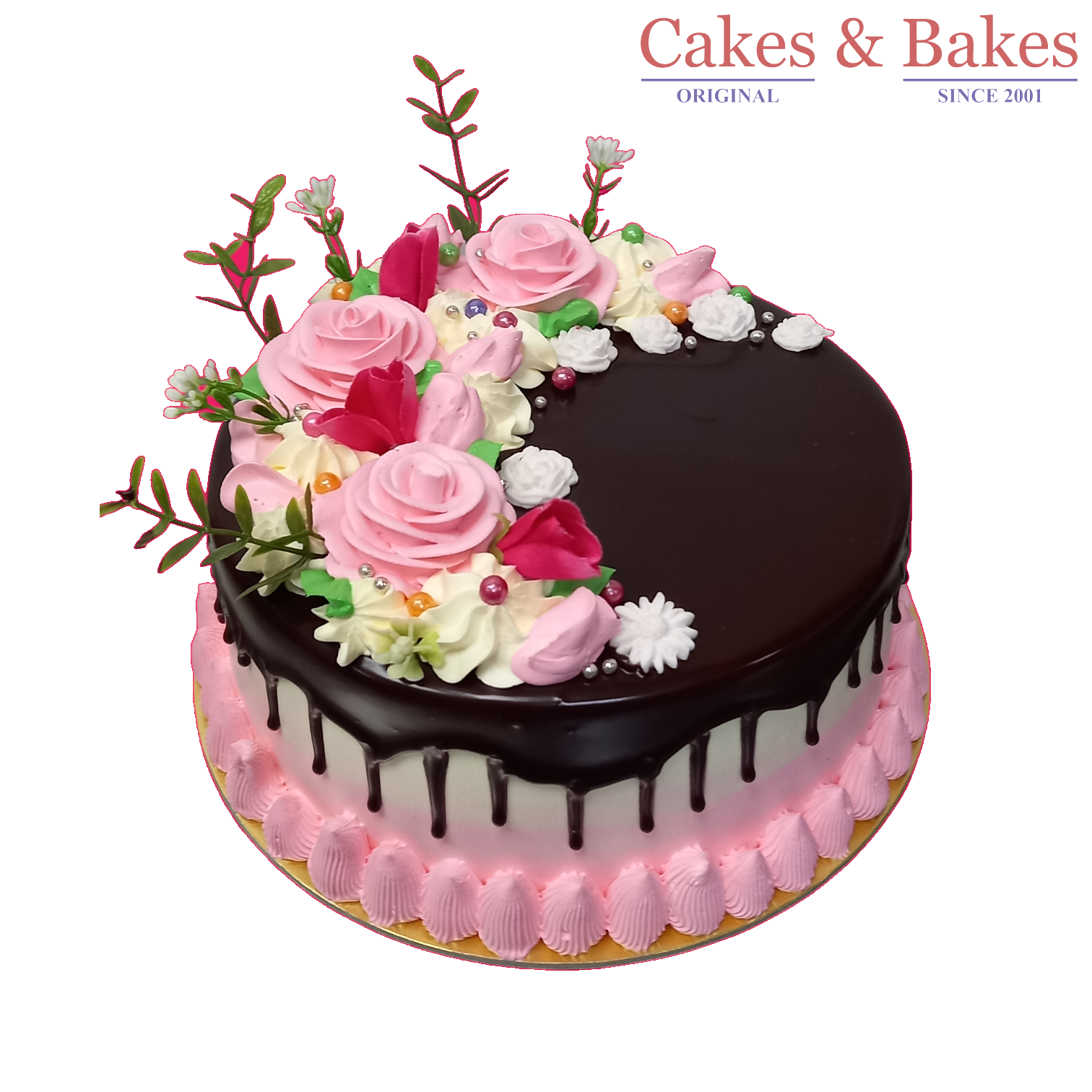 Chocolate Dripped Pink Cake