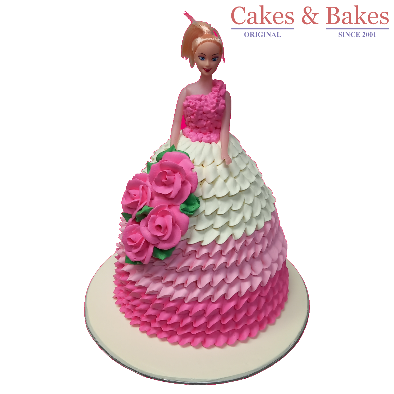 Pink and White Doll Cake
