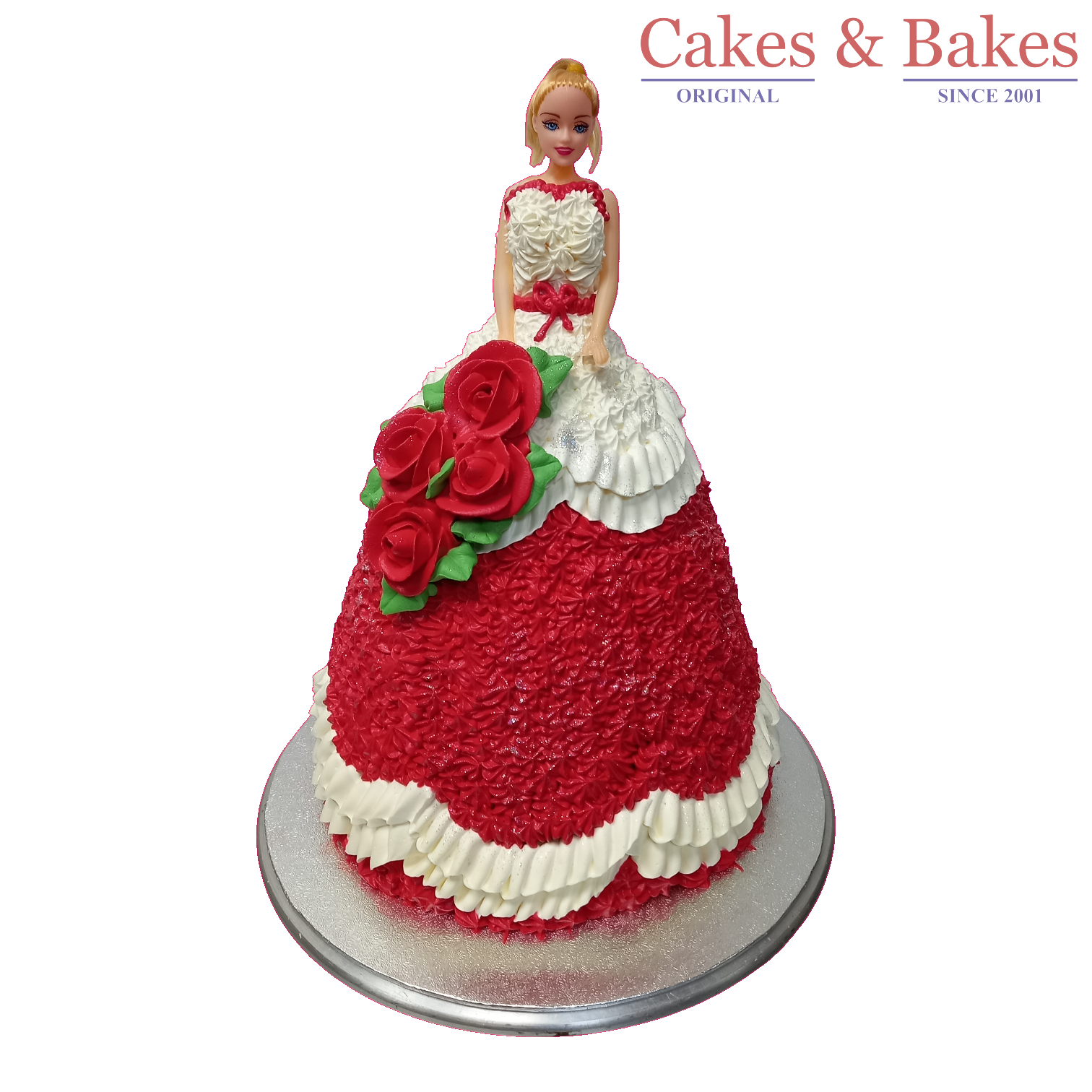 Red and White Dress Barbie Doll Cake