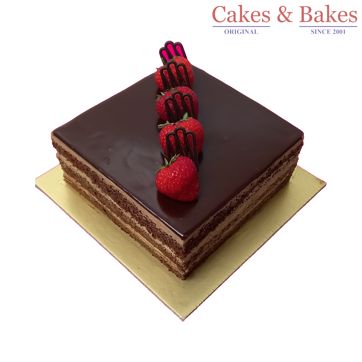 Side Naked Square Chocolate Cake