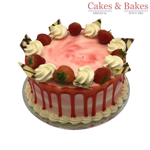Round Pink Dripping Strawberry Cake (WRC-100)