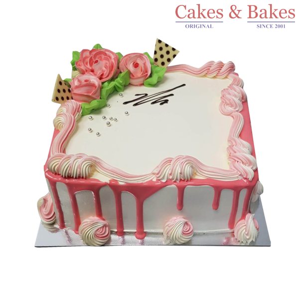 Square Pink Glazy Cake