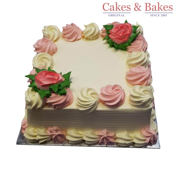 Square Pink Squirl Cake