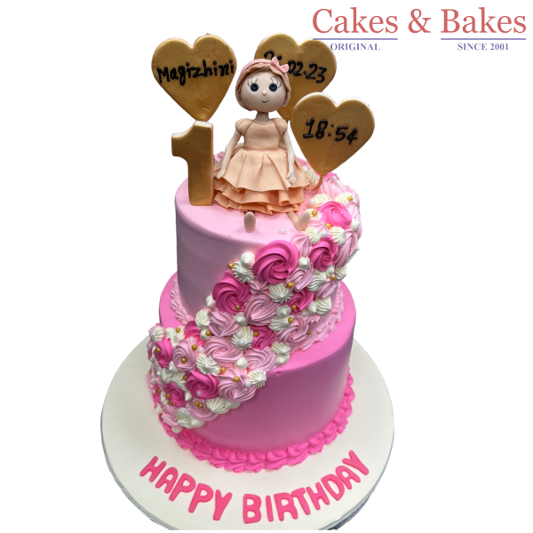 Two Tier Pink Birthday Cake