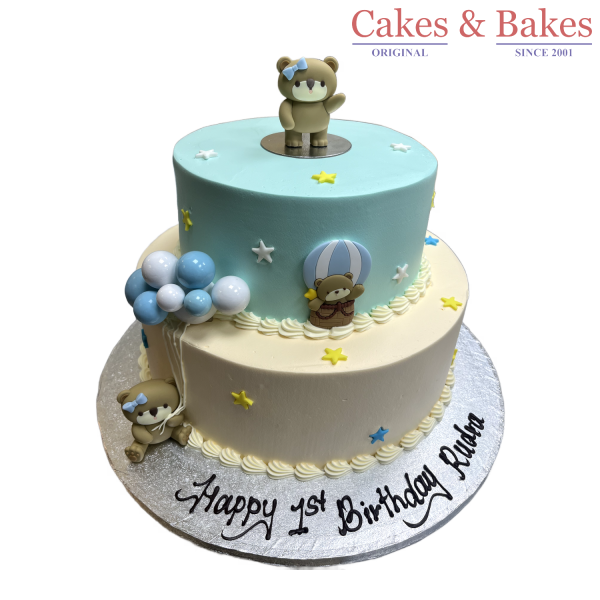 Two tier Teddy theme cake