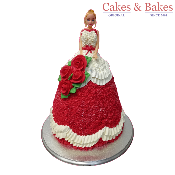 Red and White Dress Barbie Doll Cake