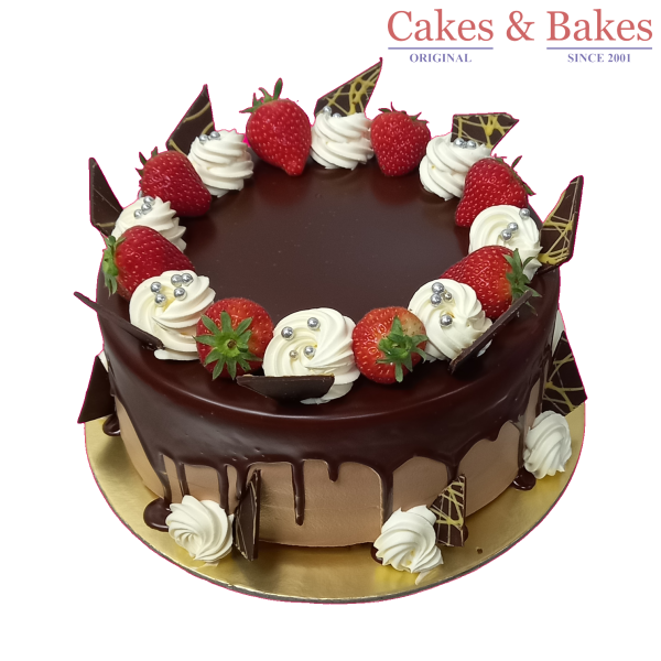 Strawberry Topping Chocolate Cake