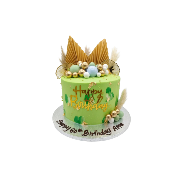 Luxury Sage Green & Gold Birthday Cake